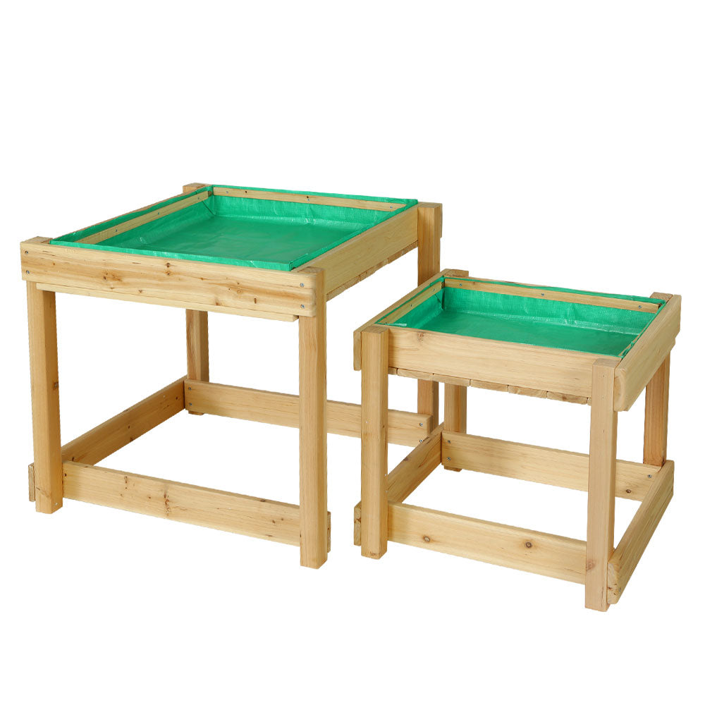 Eco- Friendly Keezi Kids Sandpit Wooden Sandbox Sand Pit Water Table Outdoor Toys 101cm