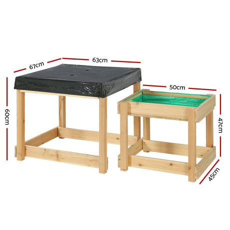 Eco- Friendly Keezi Kids Sandpit Wooden Sandbox Sand Pit Water Table Outdoor Toys 101cm