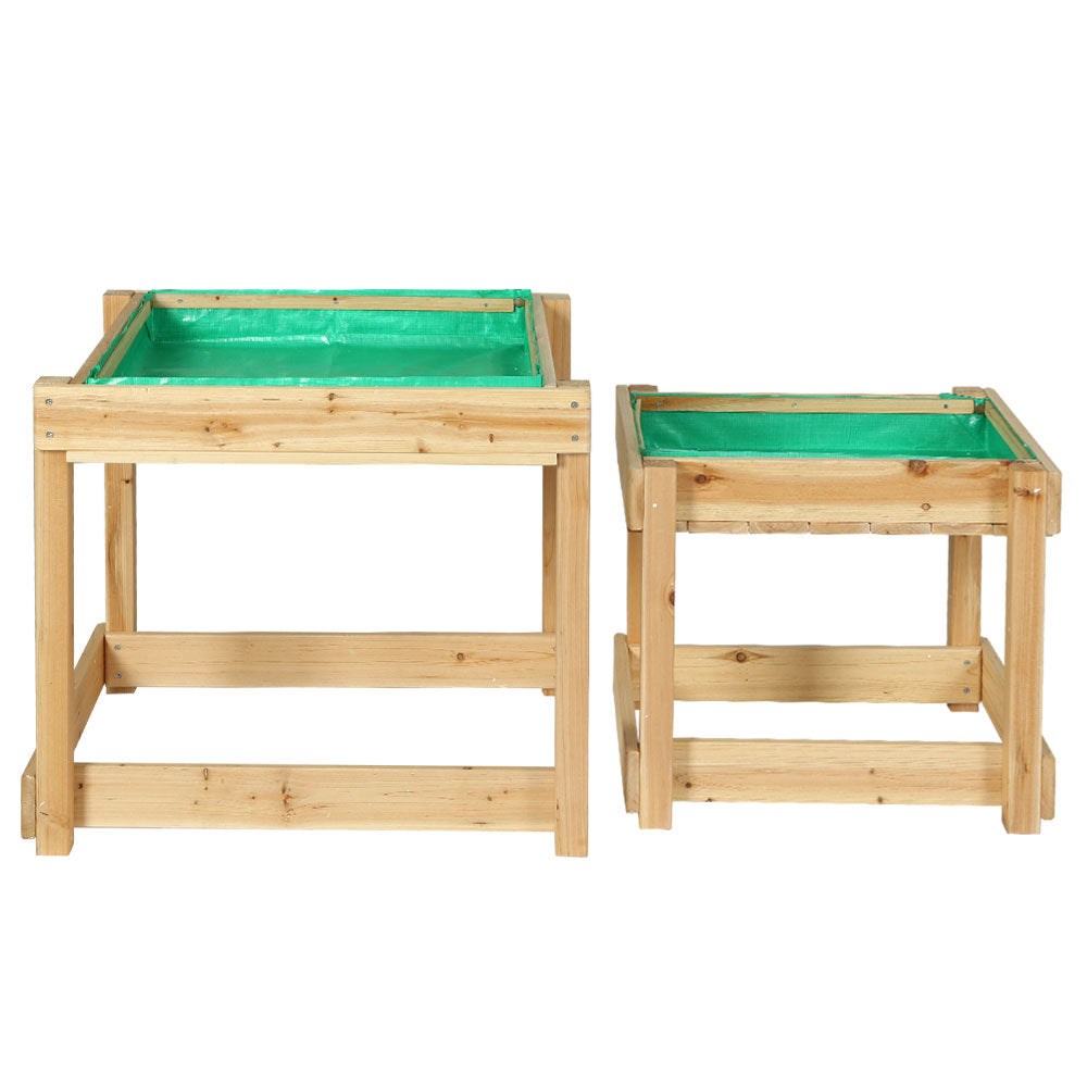 Eco- Friendly Keezi Kids Sandpit Wooden Sandbox Sand Pit Water Table Outdoor Toys 101cm