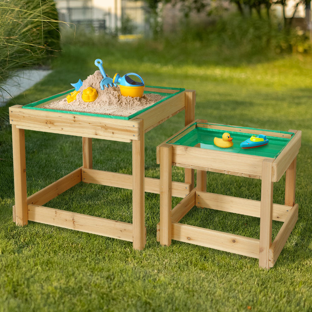 Eco- Friendly Keezi Kids Sandpit Wooden Sandbox Sand Pit Water Table Outdoor Toys 101cm