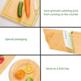 3 Pieces Bamboo Cutting Board with Juice Groove and Mobile Holder
