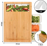 Eco-Friendly Large Bamboo Cutting Board and 4 Containers with Mobile Holder Gif Included