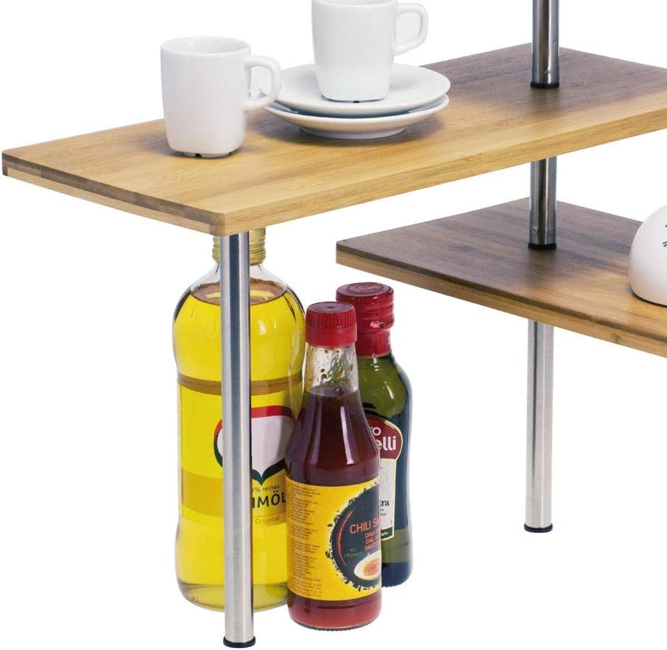 Eco-Friendly Pollution-Free Bamboo 3 Tier Corner Shelf Kitchen Spice Rack Organiser with Hooks