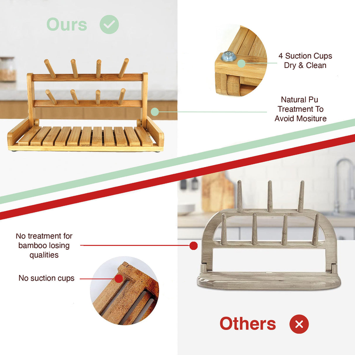 CARLA HOME Portable Bamboo Baby Bottle Drying Rack